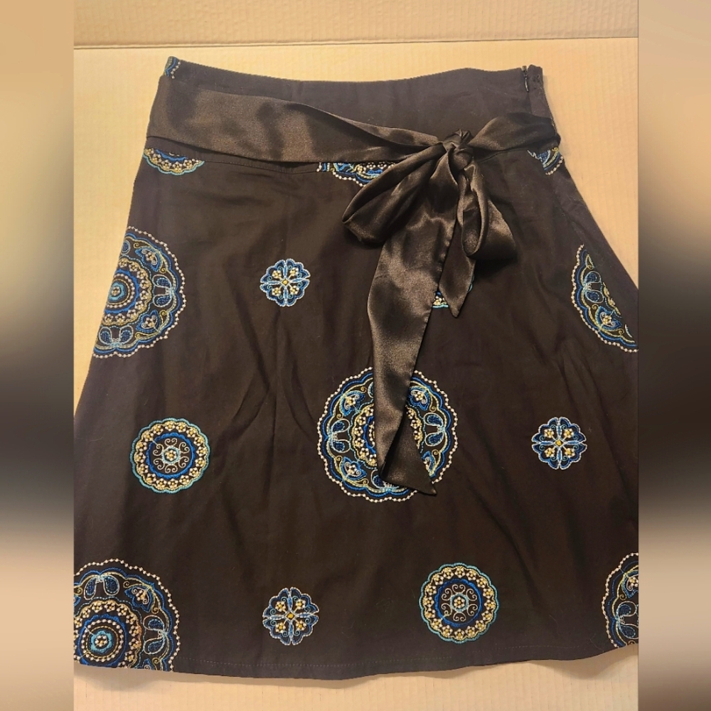 Heart Soul Black Skirt with Blue Embroidery and Sash Size 1